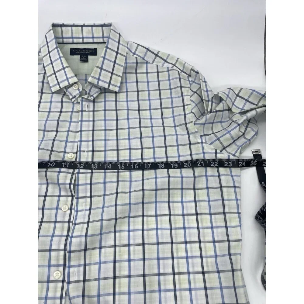Banana Republic Men’s Long Sleeve Button Down Shirt Slim Fit Blue Plaid L Preppy